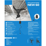 Ventilador de Parede New 60cm Preto 127 147W Ventisol