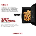 Fritadeira Sem Oleo Forno Digital 12L 1800W Preto 127V Agratto