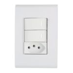 Interruptor duplo + tomada 10A Liz modulado Tramontina