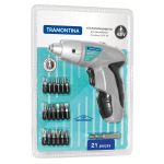 Parafusadeira Bateria Ni-Cd 4,8v - 21 Peças Cinza Tramontina 