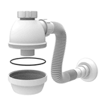 Sifão Pia Cozinha Com Copo E Canopla Branco Completo Blukit