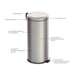 Lixeira Brasil Plus Fechamento Suave 30L Tramontina Inox