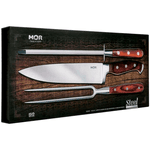 Conjunto De Facas Para Churrasco 8 Aço Inox Madeira Mor