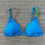 Top Cortininha detalhes Azul Turquesa Textura