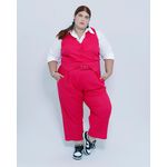 Calça Botões 2.0 Linho com Elastano Magenta - Plus Size