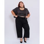 Top Cropped Regata Listrado Lurex - Plus Size