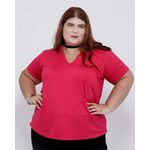 Blusa Podrinha Gola V Magenta Viscose - Plus Size