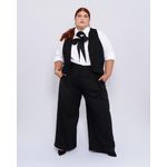 Calça Pantalona Botões 2.0 Linho com Elastano Preta - Plus Size