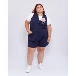 Short Botões 2.0 Linho com Elastano Azul - Plus Size