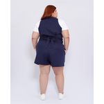 Short Botões 2.0 Linho com Elastano Azul - Plus Size