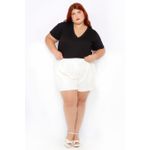 Blusa Algodão PIMA Gola V Preta - Plus Size