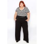 Blusa Malha Premium Listra Preta - Plus Size