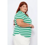 Blusa Malha Premium Listra Verde - Plus Size