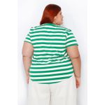 Blusa Malha Premium Listra Verde - Plus Size