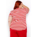 Blusa Malha Premium Listra Vermelha - Plus Size