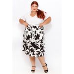 Saia Botões Floral PB - Plus Size