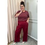 Calça Linho com Faixa - Vinho - Plus Size