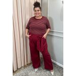 Calça Linho com Faixa - Vinho - Plus Size