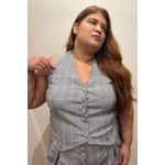 Colete Alfaiataria Xadrez - Plus Size