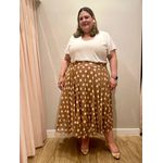 Saia Midi Godê Tule Caramelo Poá - Plus Size