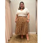 Saia Midi Godê Tule Caramelo Poá - Plus Size