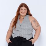 Colete Alfaiataria Xadrez - Plus Size
