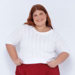 Blusa Malha Tricô Premium Branca - Plus Size