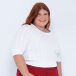 Blusa Malha Tricô Premium Branca - Plus Size