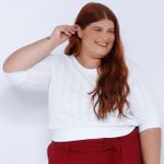 Blusa Malha Tricô Premium Branca - Plus Size