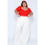 Top Laise Gola V com Manga Vermelho - Plus Size