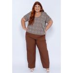 Blusa Bordada Marrom - Plus Size