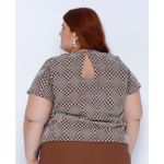 Blusa Bordada Marrom - Plus Size