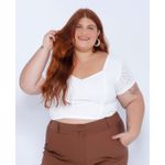 Top Laise Gola V com Manga Branco - Plus Size