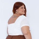 Top Laise Gola V com Manga Branco - Plus Size