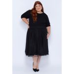 Saia Godê Algodão Tule Preta - Plus Size