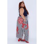 Saia Longa Viscose Listrada Floral - Plus Size