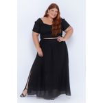 Saia Longa Algodao Laise Preta - Plus Size