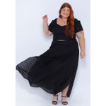 Saia Longa Algodao Laise Preta - Plus Size