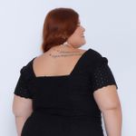 Top Laise Gola V com Manga Preto - Plus Size