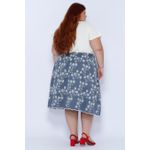 Saia Bordada Azul - Plus Size
