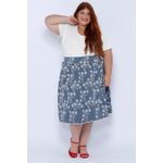Saia Bordada Azul - Plus Size