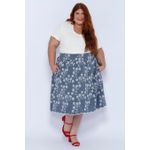 Saia Bordada Azul - Plus Size
