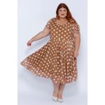 Vestido Tule Caramelo Poá - Plus Size