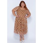 Vestido Tule Caramelo Poá - Plus Size