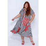 Vestido Chemise Viscose Listra Floral - Plus Size