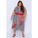 Vestido Chemise Viscose Listra Floral - Plus Size