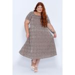 Vestido Bordado Marrom - Plus Size