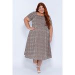Vestido Bordado Marrom - Plus Size