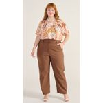 Calça Algodão com Elastano Marrom - Plus Size