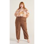 Calça Algodão com Elastano Marrom - Plus Size